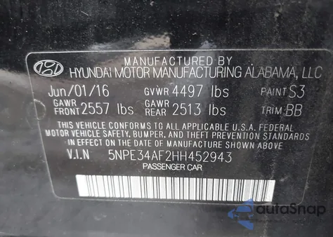 2017 Hyundai Sonata Limited from USA, damaged, VIN 5NPE34AF2HH452943